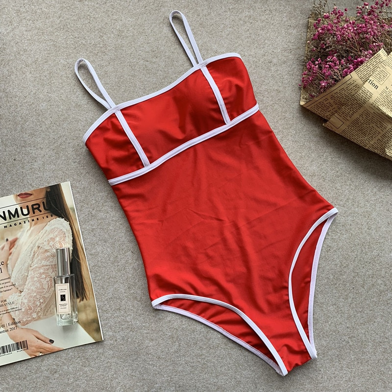 Women’s One Piece Red Swimsuit, Monokini Swimming Suit, Brazilian Body ...
